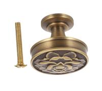 Veemoon Vintage Brass Lotus Drawer Pulls Antique Cabinet Knobs Retro Kitchen Dresser Handles Lotus Shaped Hardware for Wardrobe Furniture Easy Installation