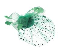 Veemoon Vintage Bridal Hairpin with Plume and Veil Secure Small Hat Clip Elegant Lolita Headpiece for Weddings Tea Parties Durable Veiled Bridal Hair Decoration Green