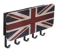Veemoon Vintage British Flag Key Holder for Wall, Multi-Functional Entryway Key Hanging Rack with Seamless Nails and Abs Leather Material, Creative Design Storage Organizer with Tray