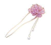 Veemoon Vintage Chinese Hair Pin with Enamel Finish Retro Peony Design Lightweight Accessory for Hanfu and Special Occasions for Weddings and Parties