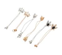 Veemoon Vintage Crown and Dragon Head Brooch Pins Suit Collar Clips Decorative Accessories 6pcs Lightweight Alloy with Tassel Chain, Sturdy for Men and Women for Formal Occasions and Work
