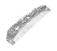 Veemoon Vintage Dragon and Phoenix Engraved Hair Comb for Women and Men, Silver Alloy Decorative Styling Tool Wide Teeth, for Holiday Or Home Grooming Accessories