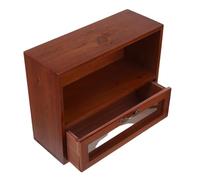 Veemoon Vintage Mini Wooden Countertop Cabinet Storage Box with Drawer for Cosmetics and Teaware, Multifunctional Desktop Storage Box in Brown Wood for Home Decor and Organizing