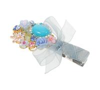 Veemoon Vintage Palace Rhinestone Side Bow Hair Clip in Soft Blue Fixation Barrette for Bridesmaids Weddings Party Hairstyles Elegant Fairy Tale Hair Accessory