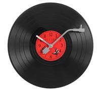 Veemoon Vintage Style Vinyl Record Decorative Wall Clock Retro Red Record Design Silent Non-ticking Hanging Clock for Living Bedroom Office Wall Decor
