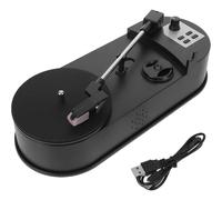 Veemoon Vinyl System Usb-powered with Turntable Operation Record Player High Fidelity Audio Black Abs Material Retro Phonograph, for Home and Party Use