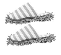Veemoon Washable Chenille Mop Slippers for Home Cleaning Reusable Dust Mop Shoes with High Water Absorption Comfortable Lazy Floor Sweeping Covers Suitable for Men and Women Grey Stripe