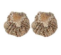 Veemoon Waterproof Shower Caps Leopard Print for Women 2pcs Double-layer Peva Bathing Caps with Elastic Band Hair for Shower and Hair Conditioning