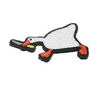 Veemoon White Goose Embroidered Patch Fabric Patch with Knife Design, Polyester Material for Reinforcing and Mending Clothes, Suitable for Shoes and Coats, Elegant DIY Clothing Sticker