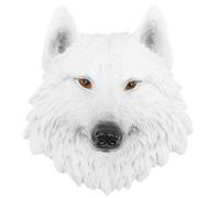 Veemoon White Resin Wolf Head Realistic Craft Wolf Head Statue Wall Art Animal Figurines Farmhouse Hanging Animal Decoration Ornament for Cafe Club Home Office Decor (20x22x10cm)