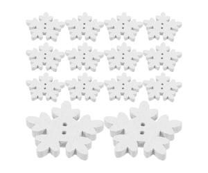 Veemoon White Snowflake Buttons Wooden Decoration Buttons 100pcs 18mm, and Delicate Embellishments for Christmas Craft Projects for Holiday Decorations and Crafting
