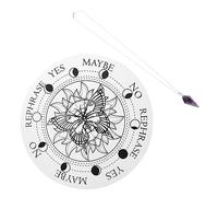 Veemoon White Wooden Seven Star Array Meditation Plate with Pink Natural Stone Pendant Dowsing Pendulum Board Divination Message Board Portable and Elegant Decor