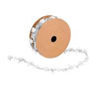 Veemoon Wired Glitter Ribbon with White Pom Pom Balls for Christmas Tree Decorations DIY Craft Wrap Ribbon Festive Silver and Gold Foil Trim for Holiday Ornaments and