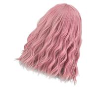 Veemoon Women's Pink Curly Wig for Wig Dark Pastel Wavy Lady's Fashionable Party