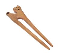 Veemoon Wood Hair Fork Double Pin Retro Hair Stick Zodiac Tiger Design Handmade Green Sandalwood for Women’s Updos