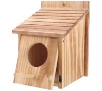 Veemoon Wooden Garden Hanging Bird Nesting Cage Parakeet Nest Bird Nesting Cage with Sheltered Warm Place Beige for Hanging under The Tree in Garden