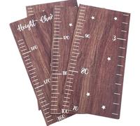 Veemoon Wooden Growth Chart Height Measurement for Wall Height Ruler Tape Measure and Sponge Adhesive Walnut Color for Playroom Decor