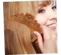 Veemoon Wooden Hair Styling Comb for Women Handmade Mini Relief Pattern Static Solid Wood Portable Peony Design Unique Hair Care and Styling