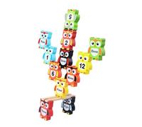 Veemoon Wooden Number Owl-shaped Building Blocks Set, Educational Stacking, Colorful Balance Blocks for Early Development and Festival Play