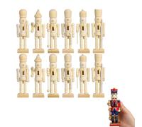 Veemoon Wooden Nutcrackers Unpainted, 12pcs Christmas Wooden Nutcrackers Unpainted Ornaments DIY Soldier Figures Creative Craft Decorations Christmas DIY Figures for Xmas Arts Project