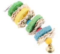 Veemoon Wooden Parrot Chewing Hanging Swing for Parakeets and Birds, Practical Foraging Bird with Colourful Natural Materials, Suitable for Cage Play and Teething