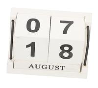 Veemoon Wooden Perpetual Desk Calendar Blocks Manual Reusable Vintage Office Desktop Calendar for Home School Cafe Decoration Classic Wooden Cubes with Month and Date Display