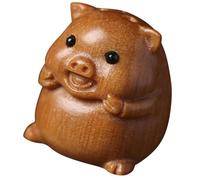 Veemoon Wooden Pig Keychain Pendant with Good Gloss Multifunctional Brown Pig Shaped Decoration for Keys Or Desktop Use for Home Or Office