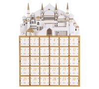 Veemoon Wooden Ramadan Countdown Advent Calendar with LED Light and Small Drawers, Muslim Eid Party Decorations for Ramadan Festivities, Islamic Desktop Organizer with 30-Day Countdown
