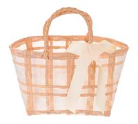 Veemoon Woven Beach Bag Women Handbag, Waterproof Pe Polyester Handwoven Tote, Khaki Large Capacity Storage Bag for Summer Outdoors Women Random Color