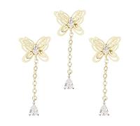 Veemoon Zirconia Nail Chain Decoration 3pcs Set, Shiny DIY Manicure Jewelry with Star and Moon Micro Inlaid Crystals, Gold-plated Metal for Stylish Nail Art Accessories in Uk