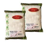 Veena's Maida Flour 1KG 100% Natural Fine Textured Flour Ideal for Roti, Paratha, Naan, and Puri Soft and Fluffy Texture Free from Artificial Additives Product From India Pack of 2