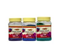 Veena's Rangoli Powder Blue Combo Pack - 200g (3 Vibrant Colors: Ink Blue, Dark Blue, Ramar Blue) Perfect for Pooja, Home Decor, and Traditional Indian Rangoli Art