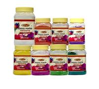 Veena's Rangoli Powder Combo of 7 Vibrant Colors in 200G: Ramar Blue, Light Green, Yellow, Dark Pink, Purple, Orange, Brown And White-1Kg, Perfect for Pooja, Home Decor, Traditional Indian Rangoli Art