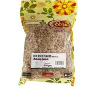 Veena's Red Rice Flakes 400g High in Fiber and Nutrients, Perfect for Healthy Breakfast, Snacks and Indian Dishes, Quick Cooking, Product from India Pack of 1