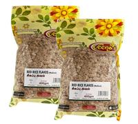 Veena's Red Rice Flakes - 400g, High in Fiber and Nutrients, Perfect for Healthy Breakfast, Snacks and Indian Dishes, Quick Cooking, Product from India Pack of 2