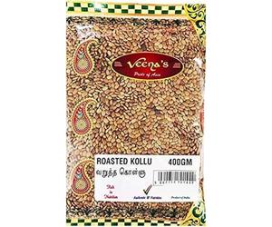 Veena's Roasted Kollu 400g Horse Gram Rich Protein No Additives or Preservatives Perfect for Cooking Traditional Recipes Product From India Pack of 2