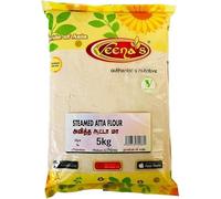 Veena's Steamed Atta Flour -5Kg, Whole Grain Flour, High in Fiber and Antioxidants, Perfect for Soft Rotis and Parathas, Product from India Pack of 1