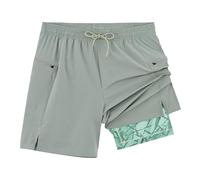 veepro Mens Gym Workout Shorts 2 in 1 Quick Dry Running Shorts Lightweight 7" Athletic Exercise Training Shorts with Compression Liner Zip Pocket Black Grey Green XXL