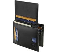 VEESKYEE Full Grain Leather Wallet for Men | RFID Blocking | Extra Capacity Bifold Wallet with 2 ID Windows | Ultra Strong Stitching | Slim Billfold with 8 Card Slots | Gift for Him, Black, 4.5 x 3.5