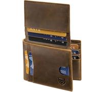 VEESKYEE Genuine Leather Wallets for Men, RFID Blocking Bifold Mens Wallet with 2 ID Windows, Brown, 1.5 x 8.9 x 11.4 cm, Minimalist