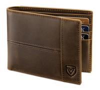 VEESKYEE Men's Wallet Full Grain Leather Slim Bifold Wallets | RFID Blocking with 1 ID Windows, Brown, Minimalist