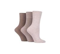 Veesori 3 Pair Ladies Bamboo Socks Soft Top Non Binding Diabetic Friendly Socks Breathable & Antibacterial Comfort Fit UK 4-8 (Light Brown)