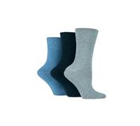 Veesori 3 Pair Ladies Bamboo Socks Soft Top Non Binding Diabetic Friendly Socks Breathable & Antibacterial Comfort Fit UK 4-8 (Blue)