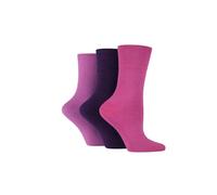 Veesori Ladies Diabetic Seamless Toe HoneyComb Top Non Elastic Socks 3 Pairs Size 4-8 (Pink)