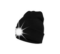 Veesori LED Lighted Beanie Hat for Men, Women & Kids - Long-Lasting USB Headlamp Cap with 3 Brightness Modes, Warm Knit Winter Hat for Camping, Running, Cycling - Black