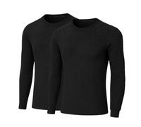 Veesori Men's Thermal Long Sleeve Tops (2 Pack) - Winter Warm Crew Neck Base Layer Undershirts, Soft Thermal Underwear, Moisture Wicking Cold Weather Gear for Skiing Hiking Daily Wear (S-XXL) Black