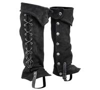 Veesper 1 Pair Polyester Pirate Boot Covers with Button Closure, Viking Medieval Renaissance Costume Accessory for Cosplay, Halloween & Themed Parties, Black