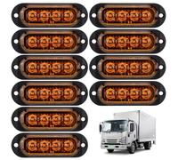 Veesper 10PCS LED Trailer Side Marker Lights, 12V/24V 4-LED Waterproof 3000k Yellow Tail Lamps for Truck, RV, Motorhome
