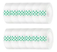 Veesper 12PCS Tape Dispenser Refill Rolls 82ft Long BOPP Tape with 0.7'' Width Strong Adhesion Transparent Clear Tape with Excellent Holding Power for Sealing & Label Protection