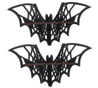 Veesper 2Pcs Bat Shelf Gothic Wooden Wall Corner Shelves Bat Shaped Shelf Spooky Wall Art Decoration for Bedroom Living Room Kitchen Halloween Decor